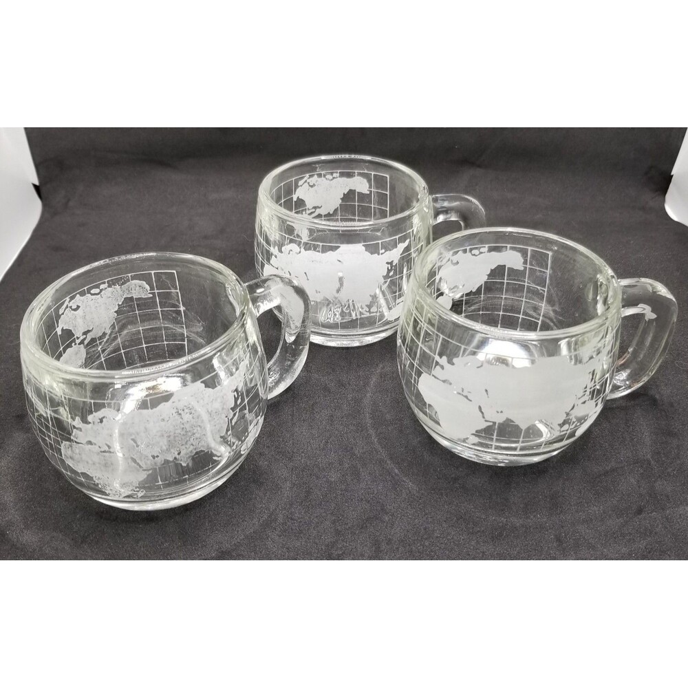 Vintage Nestle Nescafe world glass mug set of 3